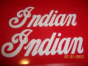 1-Set (Two) Vintage Indian Mini Bike Gas Tank Stickers1.5"X 4" (New White Vinyl) - Foto 1 di 1