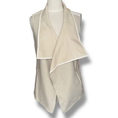 Chaleco de lana Vince para mujer 100 % cuero de cordero recortado drapeado abierto talla pequeña Foto 1 de 4