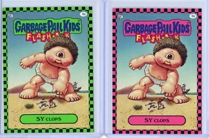 Garbage Pail Kids Flashback 1 SY CLOPS 9A Green & Pink Parallel Stickers - Picture 1 of 1