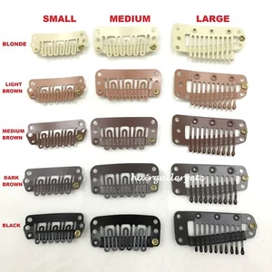 QUALITY SM MD LG HAIR EXTENSION CLIPS SNAP WIG CLIPS FOR TOUPEES HAIR PIECES - Picture 1 of 8