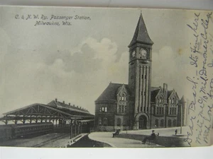 Vintage 1906 C. & N. W. Bahnhof Milwaukee Wis. UDB Postkarte P13 - Bild 1 von 5