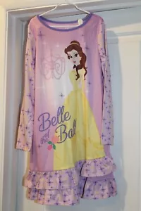Girl Sz 9/10 Disney Belle Long Sleeve Nightgown Purple Beauty and Beast - Picture 1 of 4