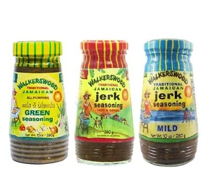 Jamaican jerk Seasoning Walkerswood Traditional Mild Green Hot & Spicy - Picture 1 of 11