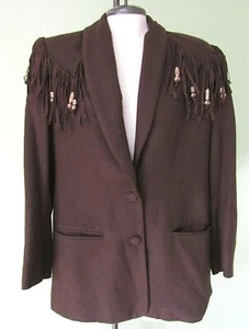 VINTAGE 80ER JAHRE BRAUN WOLLE CACHE WESTERN STIL JACKE / 38" BRUSTUMFANG - Bild 1 von 5