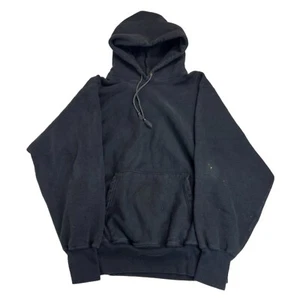 Sudadera con capucha vintage años 90 Champion tejido inverso negra liso sin ojos xl - Imagen 1 de 9