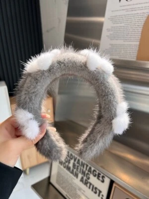 Diadema de piel de visón real para mujeres y damas Linda flor aro horquilla Foto 1 de 4