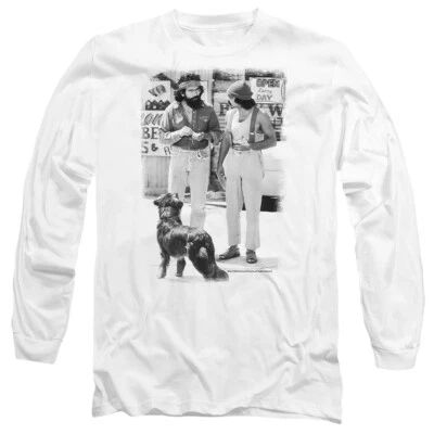 Up In Smalloke Cheech Chong Dog Mens Long Sleeve T-Shirt, White - Image 1 of 3