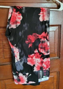 NUEVO CON ETIQUETAS NOBO Juniors Mujer L 11/13 Negro Rosa Rojo Floral Gamuza Leggings de tiro alto - Imagen 1 de 3