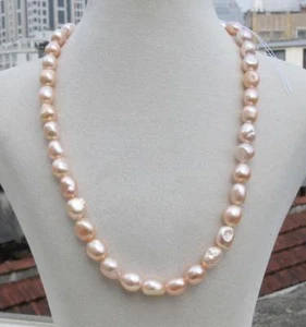19" Exceptional South Sea Baroque Pink Pearl Necklace 14k Yellow Gold P - Picture 1 of 5