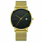 Men's Minimalist Analog Quartz Watch Stainless Steel Mesh Strap Wristwatch