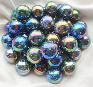 JUPITER - 12 Beautiful Glass Marbles, Amazing Rainbow Shine, 22mm, Brand New - Picture 1 of 2