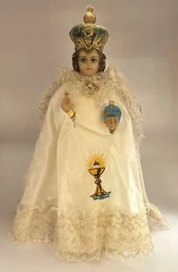 Statuina 13,5" Columbia Statuaria Bambino di Praga in gesso 1962 Italia - Foto 1 di 6