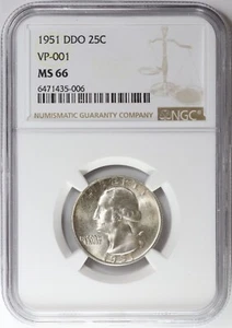 1951 Washington Silver Quarter Double Die Obverse NGC MS66 DDO VP-001 25c Top - Picture 1 of 4