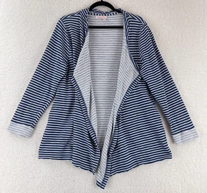 Fresh Produce Blue White Stripe Open Front Cardigan Sweater Long Sleeve Size L - Picture 1 of 13