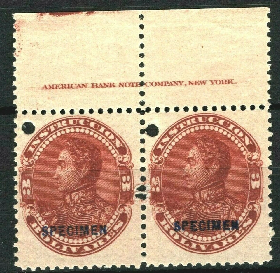 VENEZUELA Bolivar SPECIMEN 3b Postal Fiscal ABNCo IMPRINT PAIR UMM MNH SS3517 - Image 1 of 4