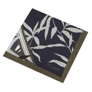 BNWT TED BAKER 100% Silk Pocket Square Foliage Leaves Made In Italy - Picture 1 of 2