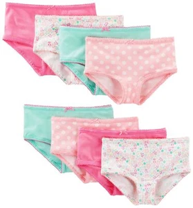 GirlsBig Kid Underwear Pack of 8 Pink/Mint Green Floral 2-3 - Picture 1 of 4