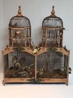 19th Century French Wood & Wire Double Dome Bird Cage