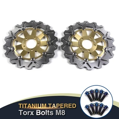 Rotores de disco de freno delanteros con pernos de montaje para Kawasaki ZG1000 Concours 1994-2005 Foto 1 de 4