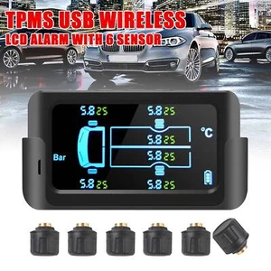 LCD LKW-Reifendruckkontrollsystem Solar TPMS Alarm Wireless + 6 Sensor System - Bild 1 von 12