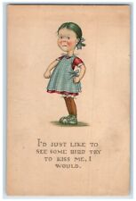 c1910's Angry Girl I'd Just Like To See Some Bird Twelvetrees Antique Postcard
