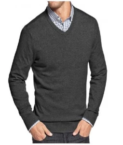 John Ashford JA Herren Pullover Sweater Smoke Heather Grau Baumwolle V-Ausschnitt Große L - Bild 1 von 6