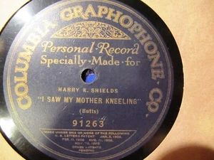 1924 COLUMBIA Personal Record HARRY SHIELDS Saw My Mother Kneeling Jazz Clarinet - Picture 1 of 2