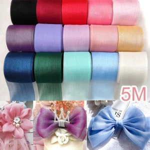 5m Organza Woven Edge Sheer Chiffon Wedding Party DIY Bow Craft Ribbon Decoratio - Picture 1 of 32