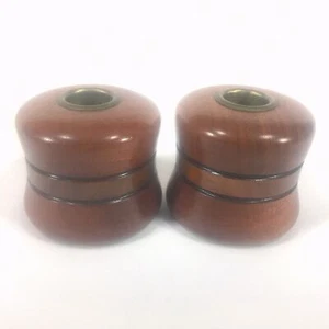 2 Holz Kerzenständer rund 2,5" hoch handgedrechselt Kegel Kerzenständer Halter - Bild 1 von 4