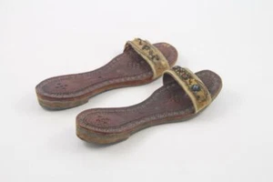 Sandalias antiguas de cuero y cuentas para niños indios de Oriente Medio - Imagen 1 de 9