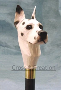 Great Dane Best Dog Look Head Handle Vintage Wooden Walking Stick Cane Gift Men - Picture 1 of 10