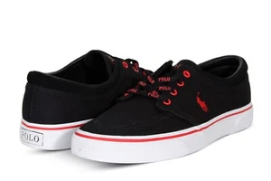 Polo Ralph Lauren Faxon X Men’s Canvas Sneakers in Black and Red 816841214002 - Picture 1 of 7