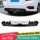 For 2016 2017 Honda Civic Rear Bumper Diffuser JDM Racing Dual Exhaust Tip Decor