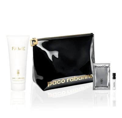 Nuevo Set de Regalo de 3 Piezas {PACO RABANNE} Estuche de Cosméticos FAME + Loción Corporal + Phantom EDT Foto 1 de 2