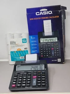 Casio HR-170RC Mini Desktop Printing Calculator 12-Digit Display W/ Paper Rolls - Picture 1 of 24