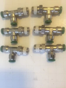 Parker 1/4" Tube x 1/8” MNPT Swivel Run Tee 6pack, W171PLP-4-2 - Picture 1 of 1