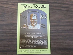 ROBIN ROBERTS AUTOGRAPH / Signed GOLD HALL OF FAME POST CARD PSA/DNA Phillies - Picture 1 of 3