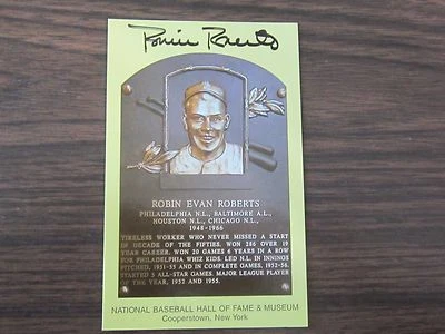 ROBIN ROBERTS AUTOGRAPH / Signed GOLD HALL OF FAME POST CARD PSA/DNA Phillies - Image 1 of 3