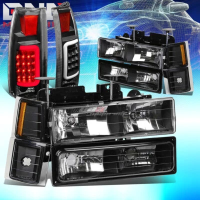PARA GMT400 CHEVY C10 NEGRO 8 PIEZAS FARO + PARACHOQUES + SEÑAL + LUZ TRASERA LED 3D transparente Foto 1 de 4