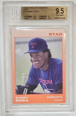 1988 Star Charlotte Rangers SAMMY SOSA #23 BGS 9.5 Gem Mint Minor League Rookie  - Image 1 of 2