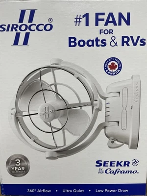 Caframo Sirocco II 3-Speed 7" Gimbal Fan - WHITE - 12-24V - Image 1 of 4