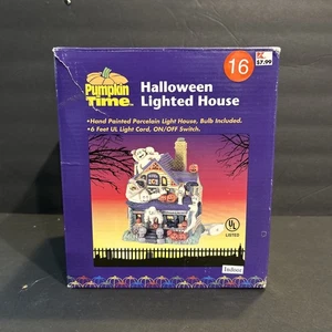 Halloween Casa Illuminata Porcellana Mania Manor Zucca Tempo Ottime Condizioni - Foto 1 di 14