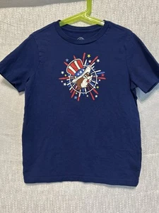 Buc-ee's Youth Small Patriotic Shirt Home Of The Beaver Fireworks Blue 4th - Picture 1 of 9