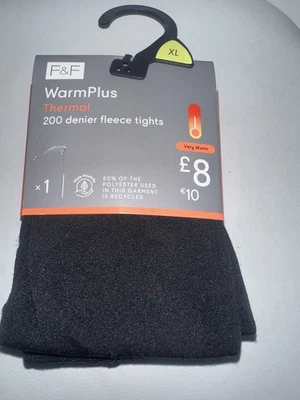 Black XL Thermal 200 Denier Fleece Tights Warm Plus  - Image 1 of 4