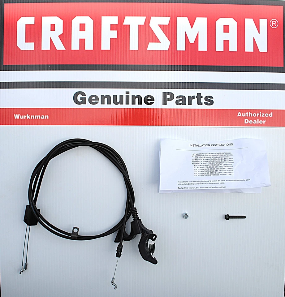 Craftsman 587326601 Lawn Mower Control Cable Kit OEM Eb2