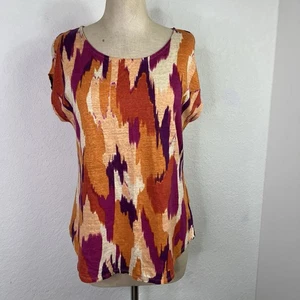 Blusa Joie Multicolor Lino Sin Mangas Talla L, Estampado Abstracto, Otoño, Colorido - Imagen 1 de 5