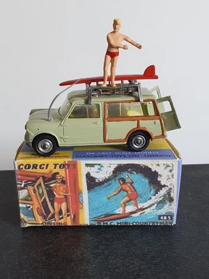 Corgi Toys 485 Austin Mini Countryman Surfer Surfbrett Modell Fahrzeug Box 1:43 - Bild 1 von 4