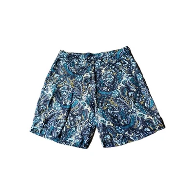 Tasso Elba 多色佩斯利印花全亚麻短裤男式 32 个口袋 8.5 英寸内缝 — 第 1/4 张图片