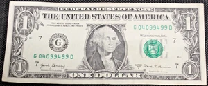 2017 A 1 $ Federal Reserve Note Fancy Trinary - Bild 1 von 3