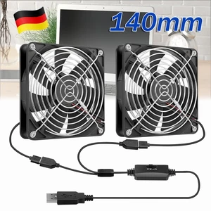 Podwójny wentylator 2-w-1-USB 5V Wentylator 140 mm Cichy wentylator obudowy PC Wentylator - Zdjęcie 1 z 15